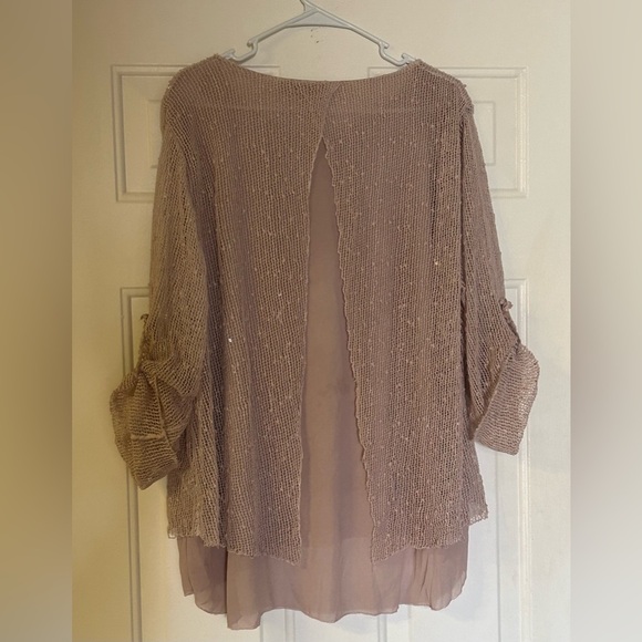 Simply Couture Women’s 3/4 Sleeve Blush Color Layered Blouse 1X‎ - Picture 7 of 13